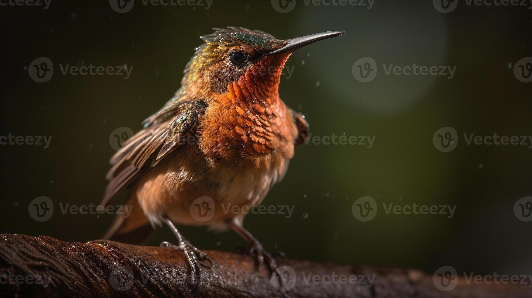 el hermosa en peligro de extinción de color herrumbre colibrí - selasforo rufus - generativo ai. foto