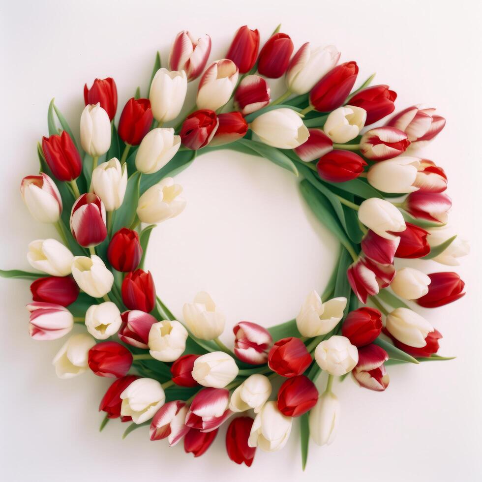Wreath of tulips. Illustration photo