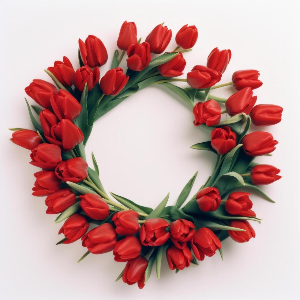 Wreath of tulips. Illustration photo