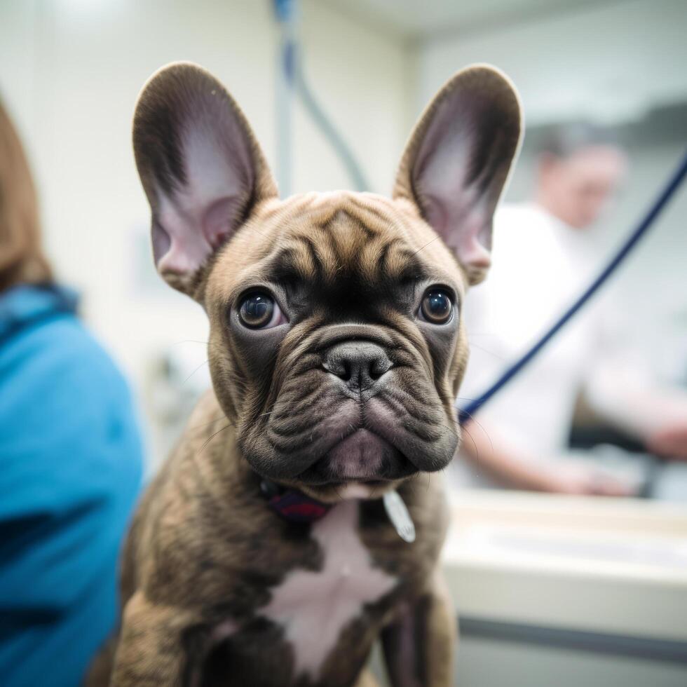French bulldog on the vet. Illustration photo
