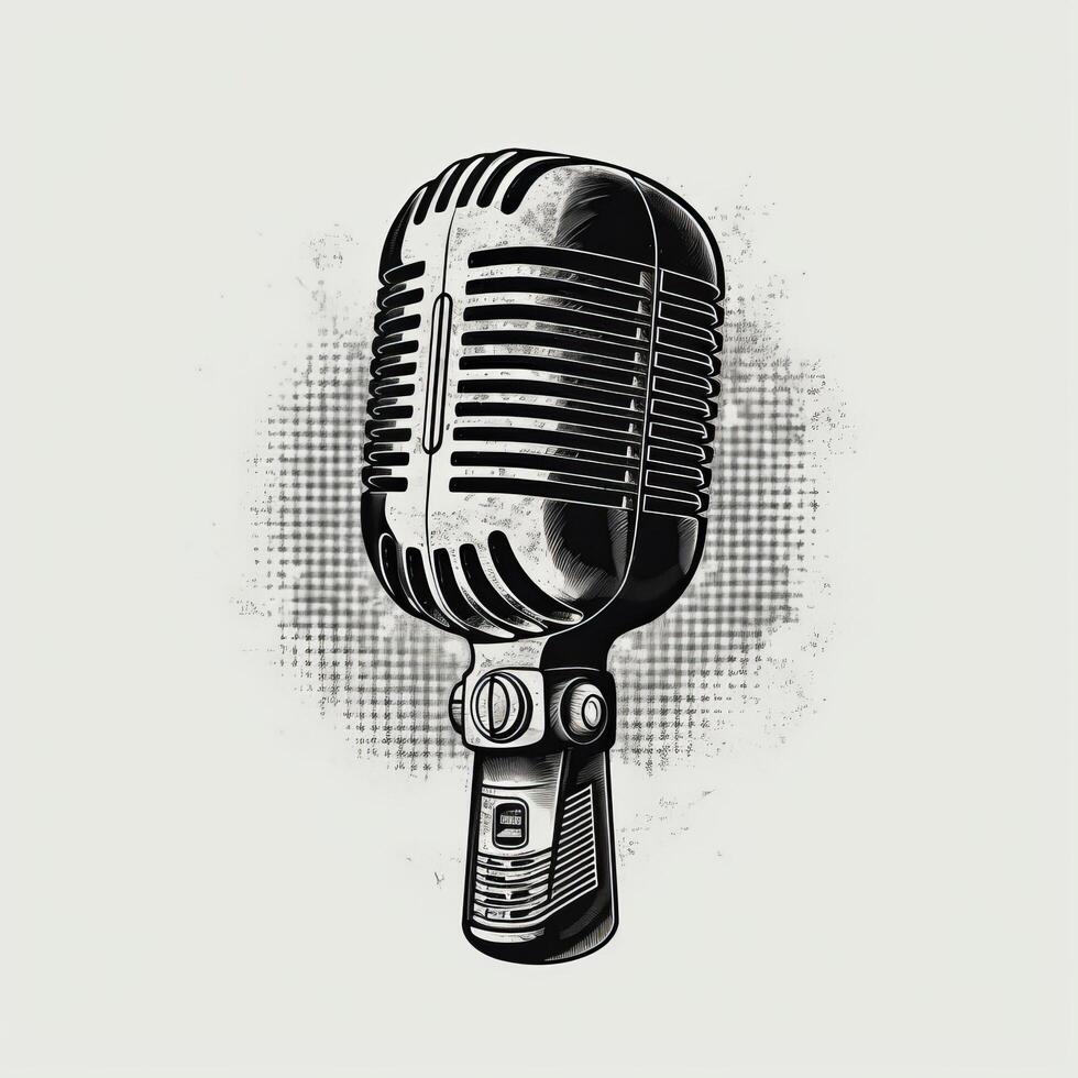 Retro microphone isolated. Illustration photo