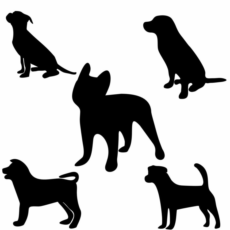Pitbull, bulldog, terrier, dog animal silhouettes, icon, logo vector