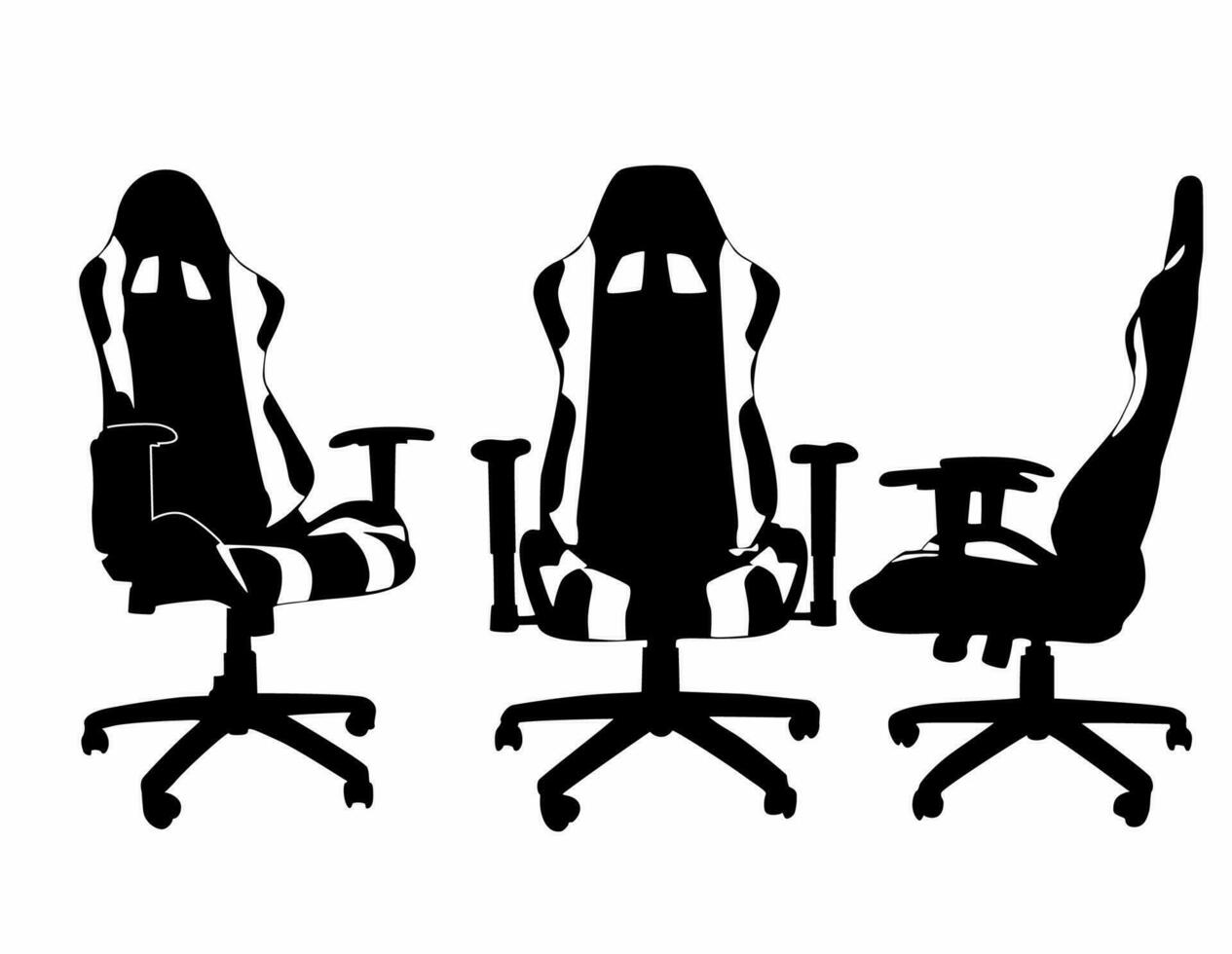 grupo de negro silla siluetas vector conjunto en blanco fondo, logotipos, íconos