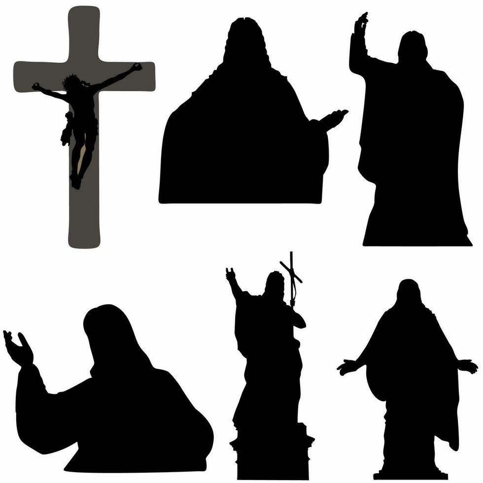 set of jesus statues around the world vector