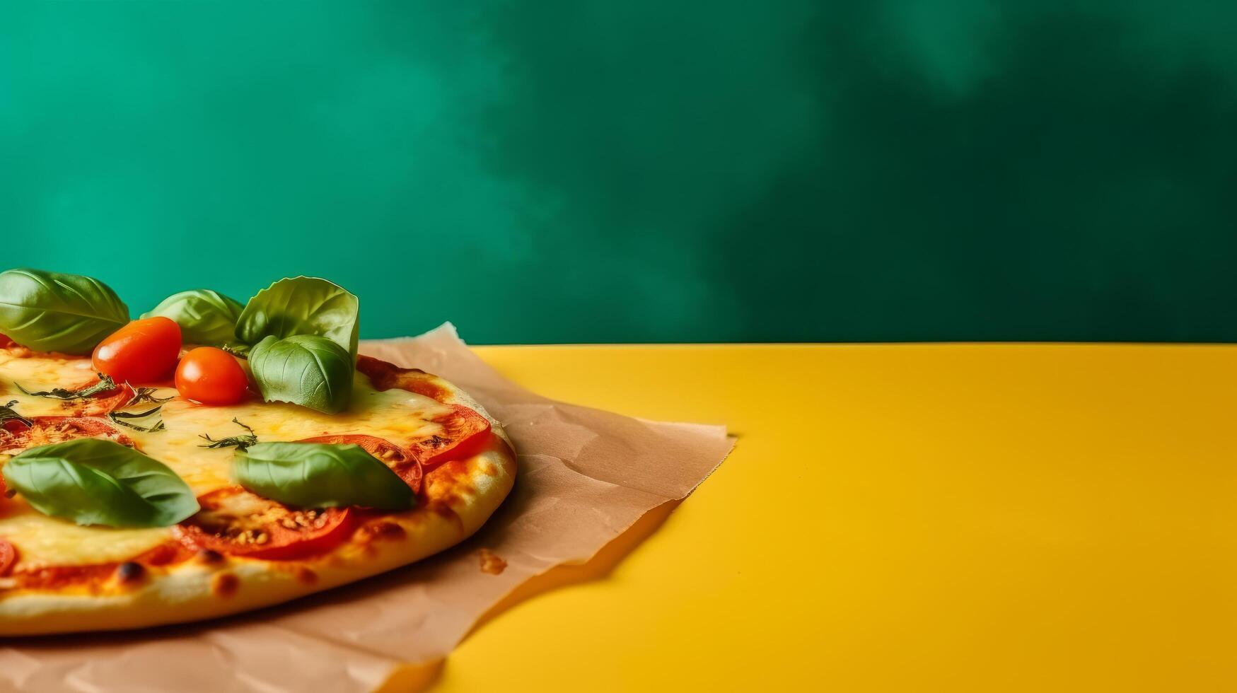 Pizza vívido antecedentes. ilustración generativo ai foto