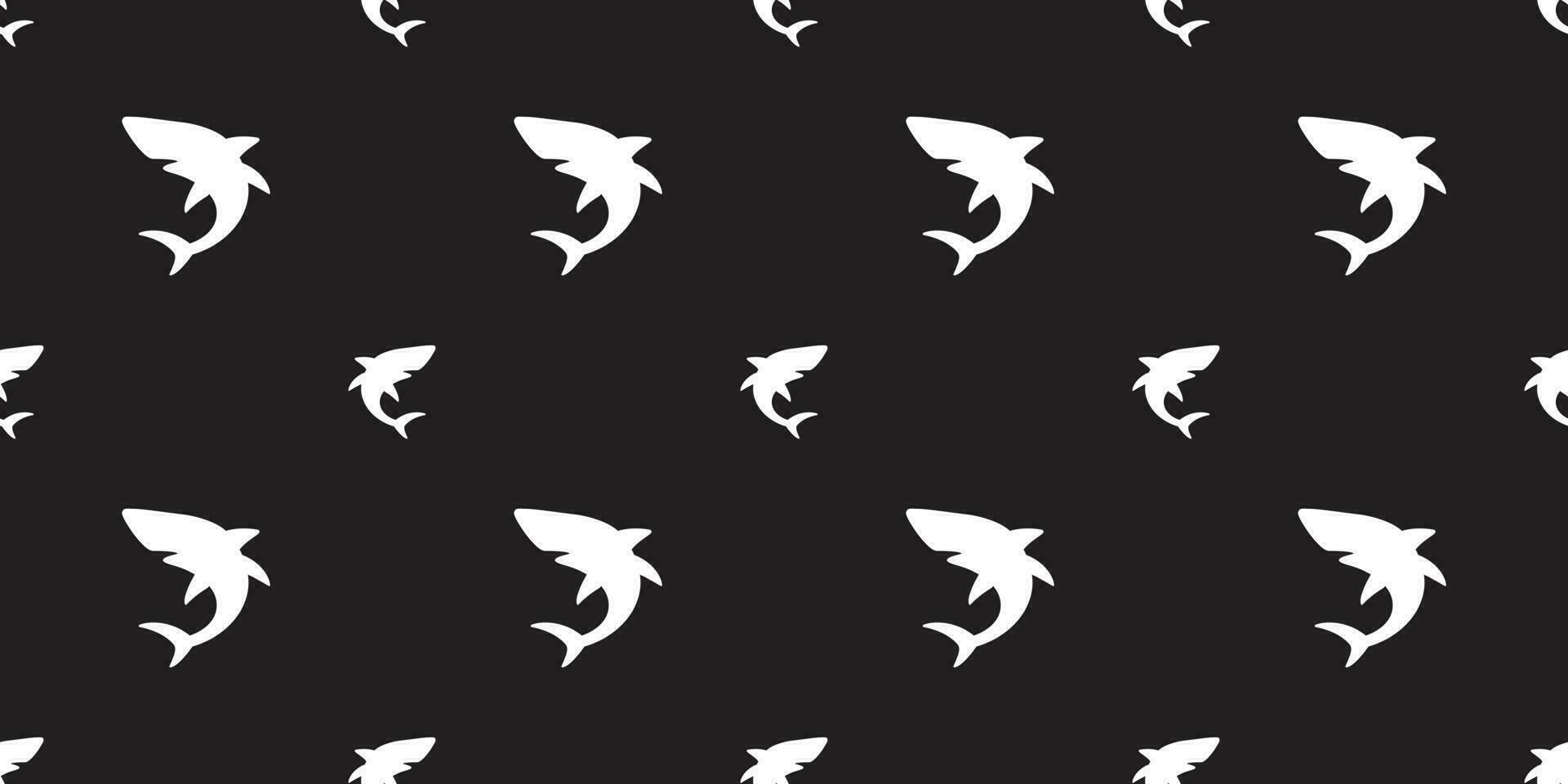 shark seamless pattern vector isolated dolphin whale ocean sea background wallpaper black