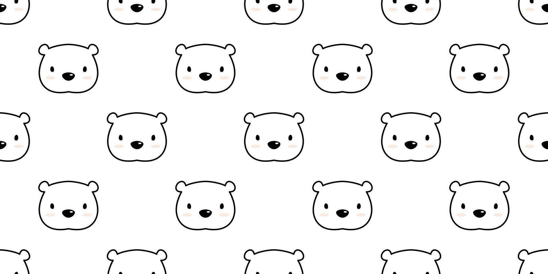 Bear seamless pattern polar bear vector panda isolated background illustration cartoon wallpaper white