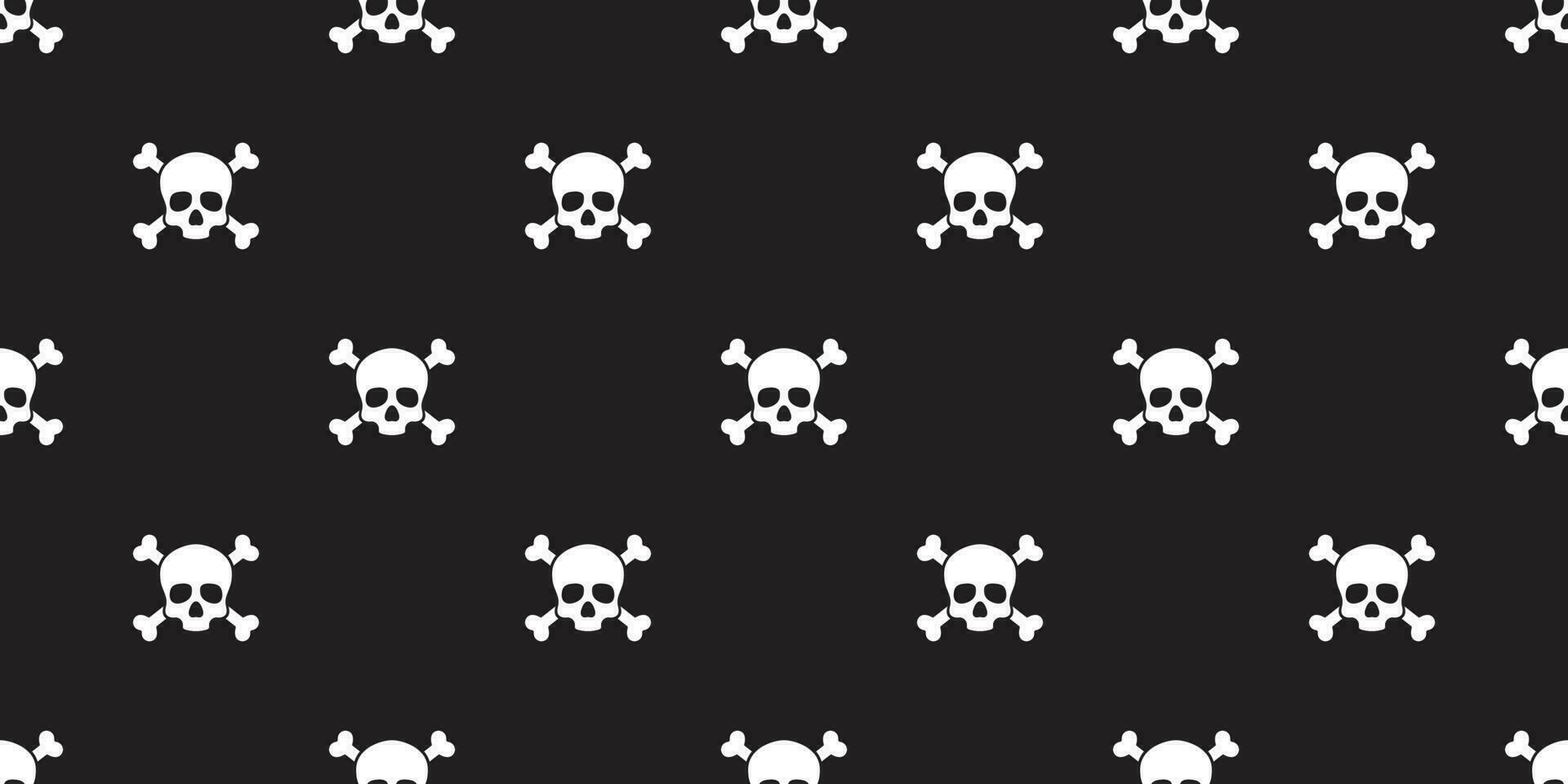 pirate skull seamless pattern vector Halloween crossbone wallpaper isolated repeat tile background