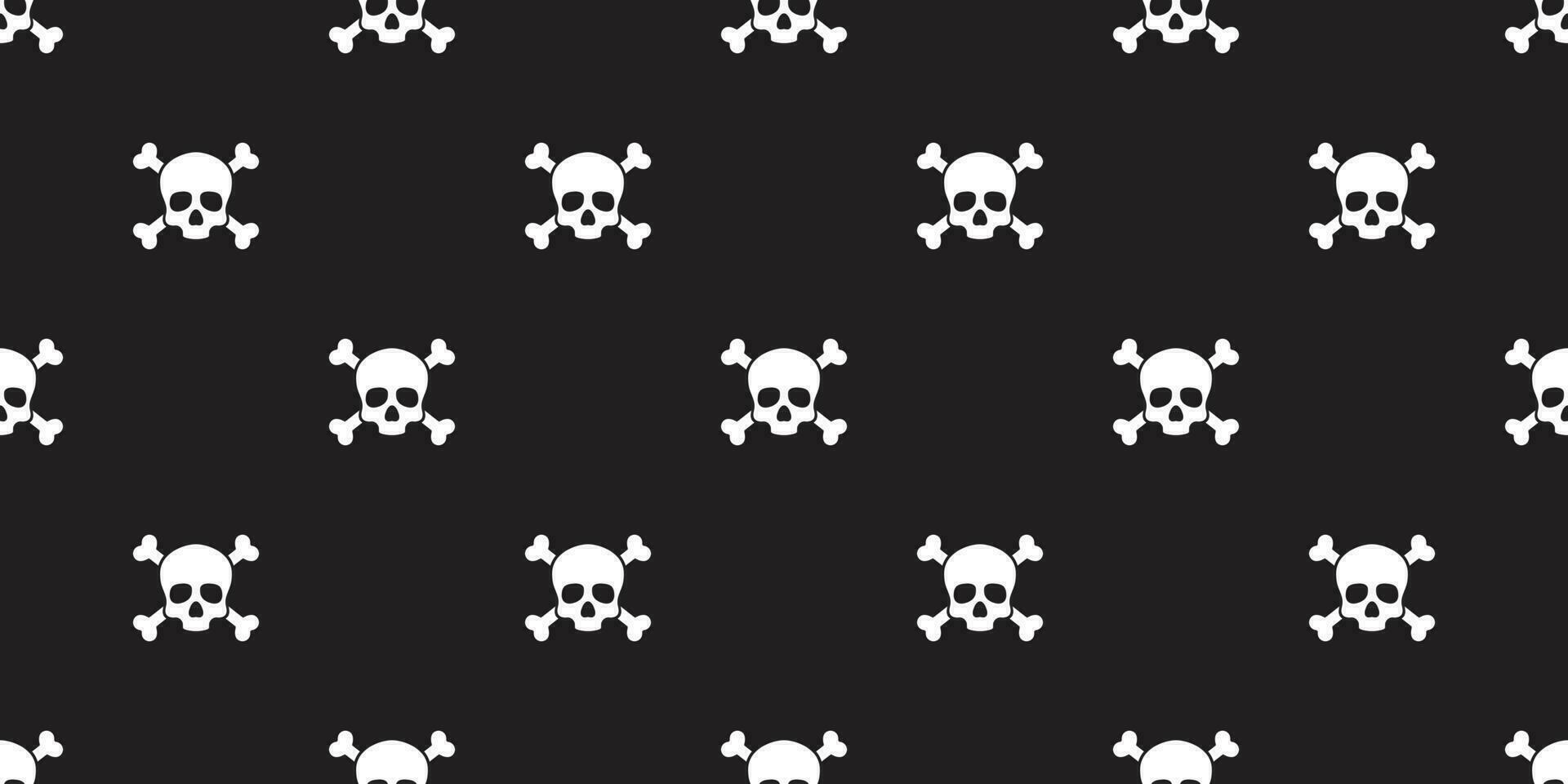 pirate skull seamless pattern vector Halloween crossbone wallpaper isolated repeat tile background