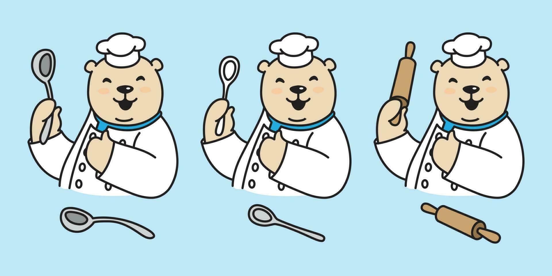 Bear vector polar Bear icon logo cartoon character chef cooking bakery illustration doodle