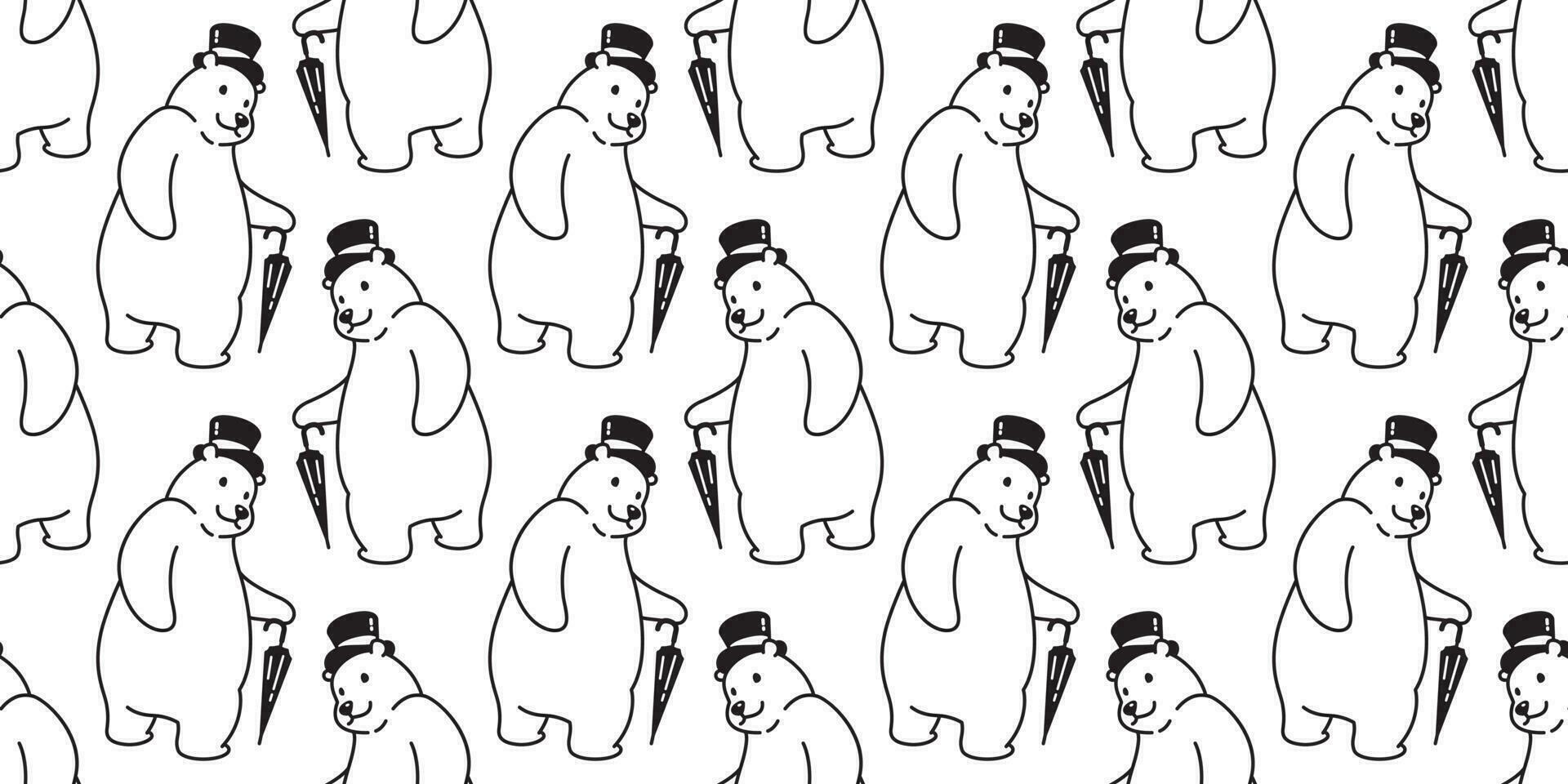 bear seamless pattern vector polar bear isolated top hat umbrella wallpaper background