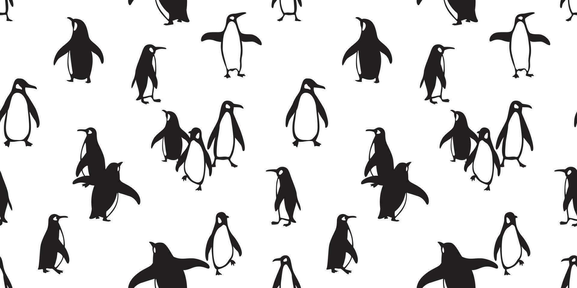 penguin Seamless pattern vector bear polar salmon fish cartoon scarf isolated tile background repeat wallpaper doodle illustration