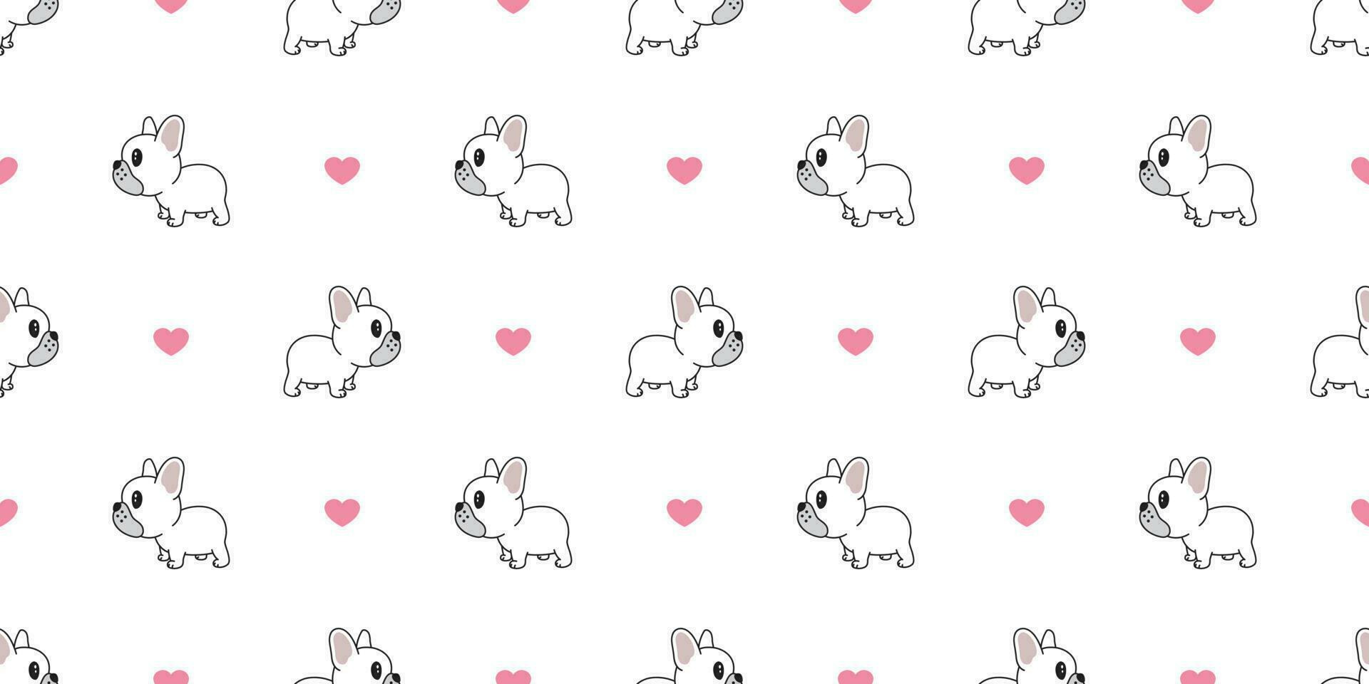 Dog seamless pattern french bulldog vector heart valentine repeat background isolated wallpaper