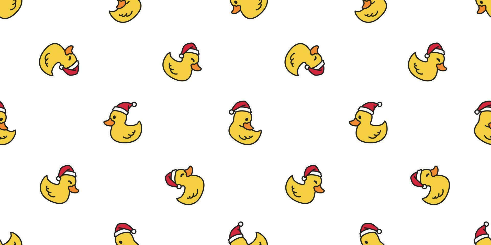 duck seamless pattern Christmas vector rubber duck Santa claus Xmas tile background repeat wallpaper cartoon scarf isolated illustration yellow