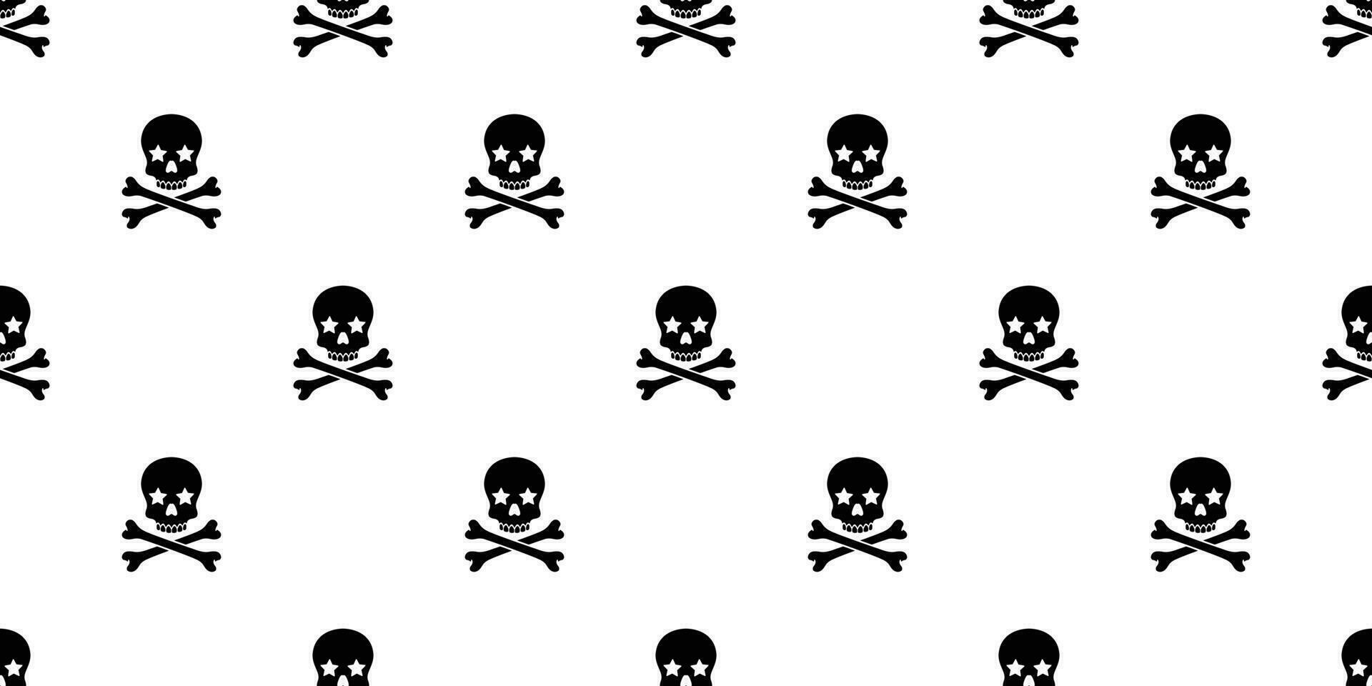 Skull Crossbones seamless pattern pirate Halloween vector bone star poison Ghost christ cross scarf isolated repeat wallpaper tile background illustration