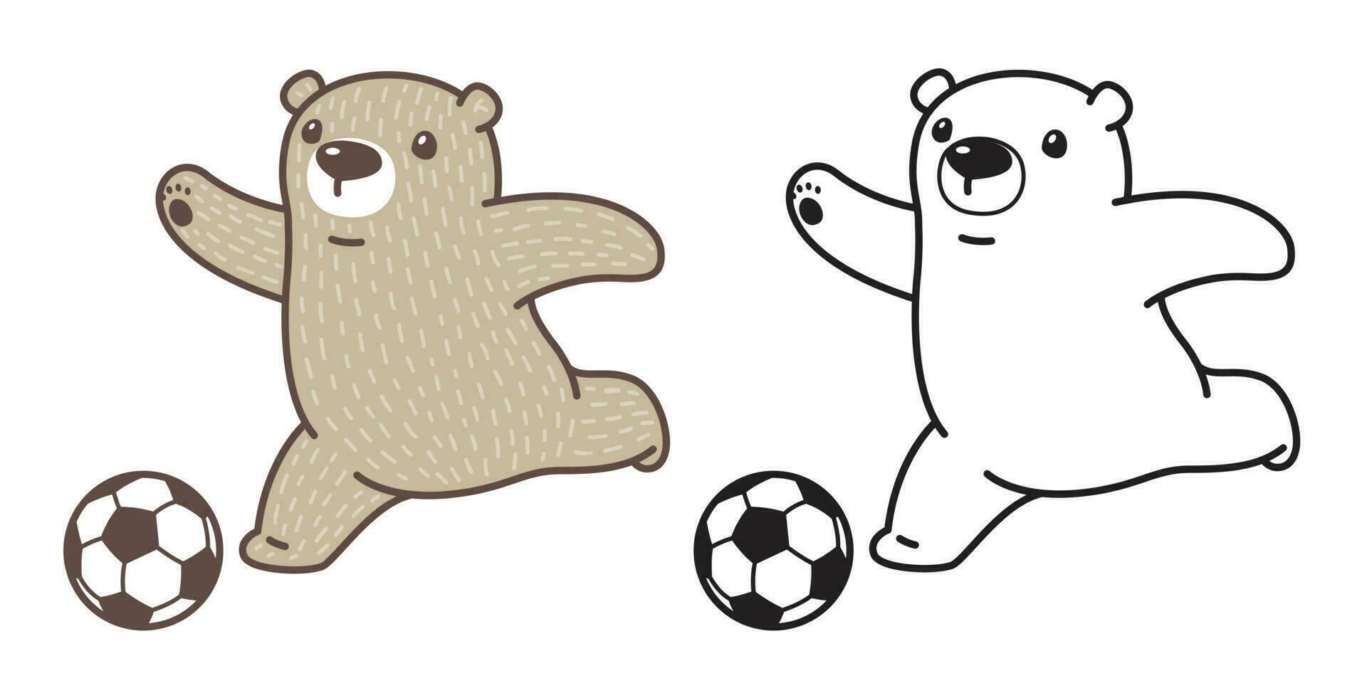 oso vector polar oso fútbol icono logo fútbol americano pelota dibujos animados personaje ilustración garabatear