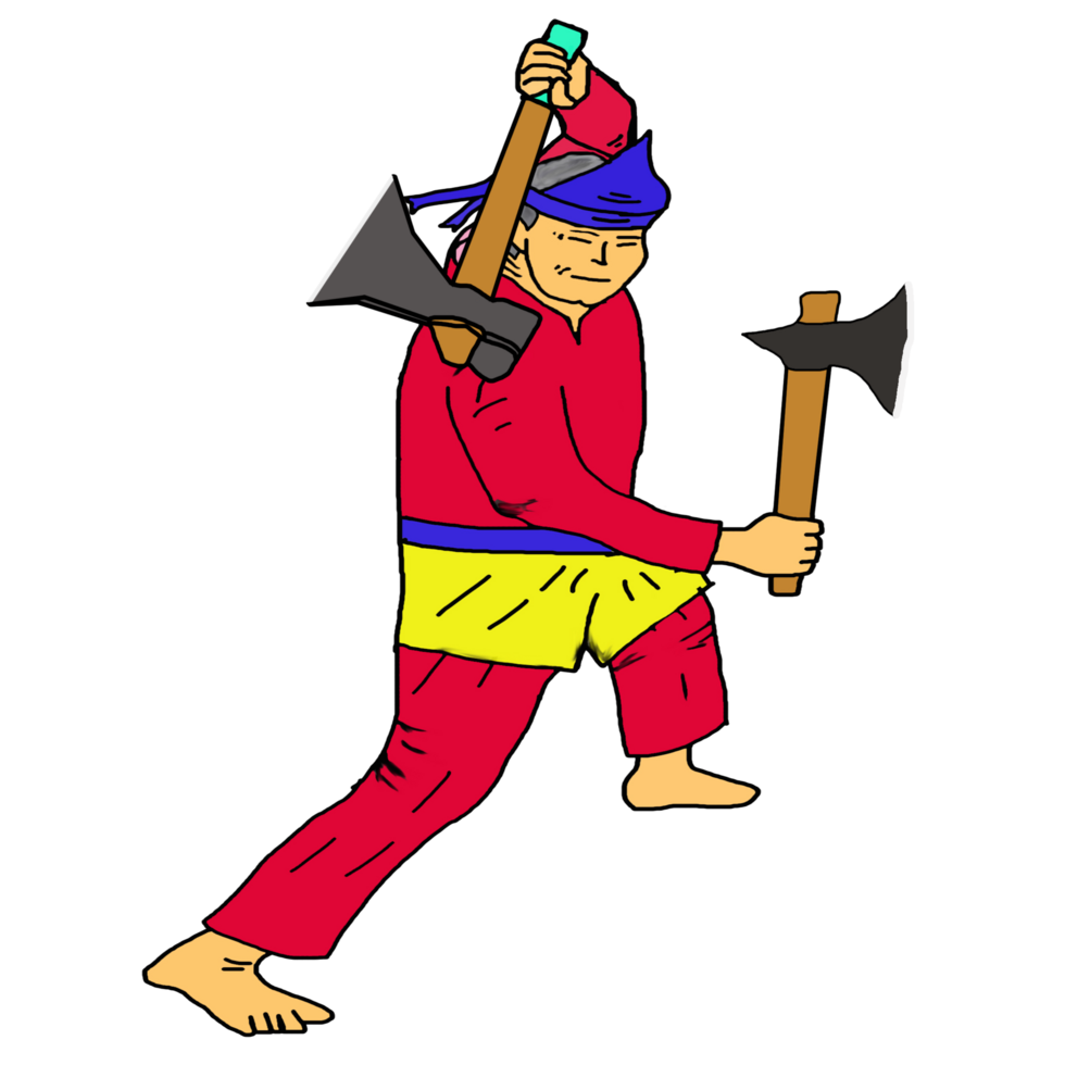 icon Malay warrior hold two weapon png