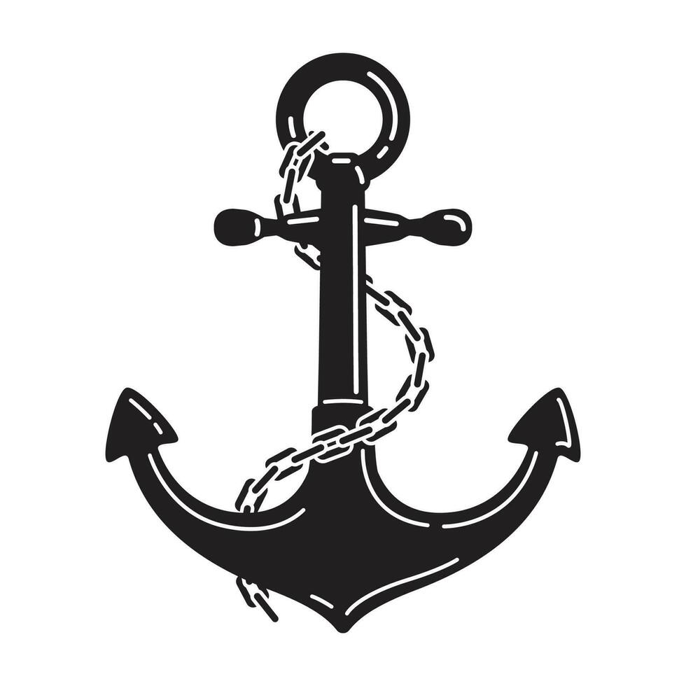 ancla vector barco timón icono logo náutico marítimo cadena Oceano mar ilustración símbolo