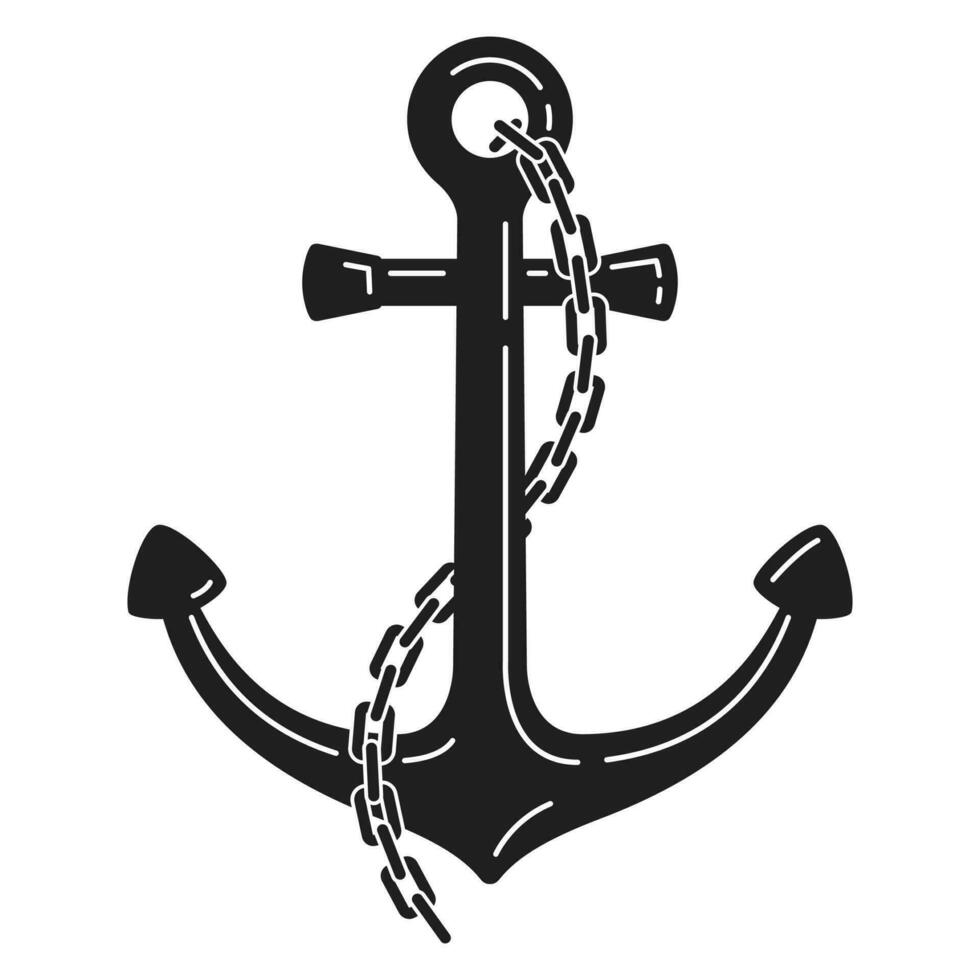 ancla vector timón logo icono barco náutico marítimo cadena Oceano mar ilustración símbolo