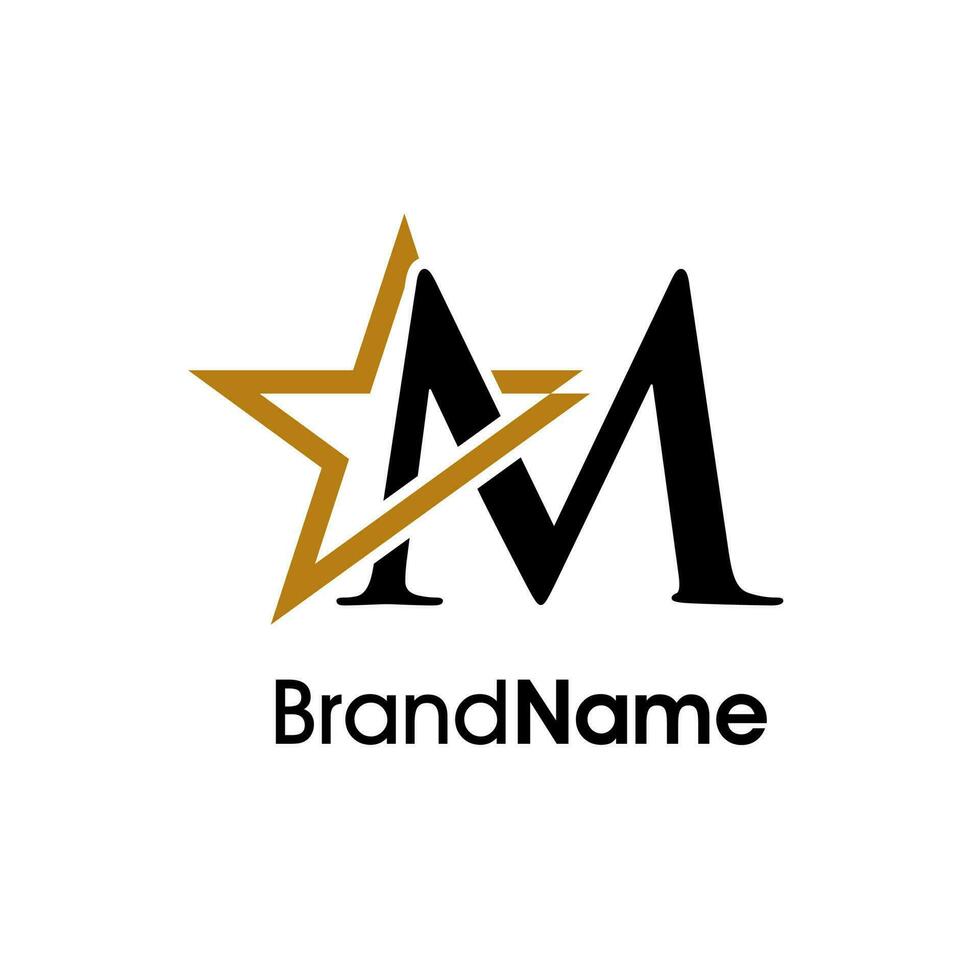 Elegant Initial M Gold Star Logo vector