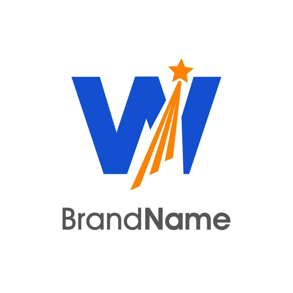 Initial W Flying Star Logo vector