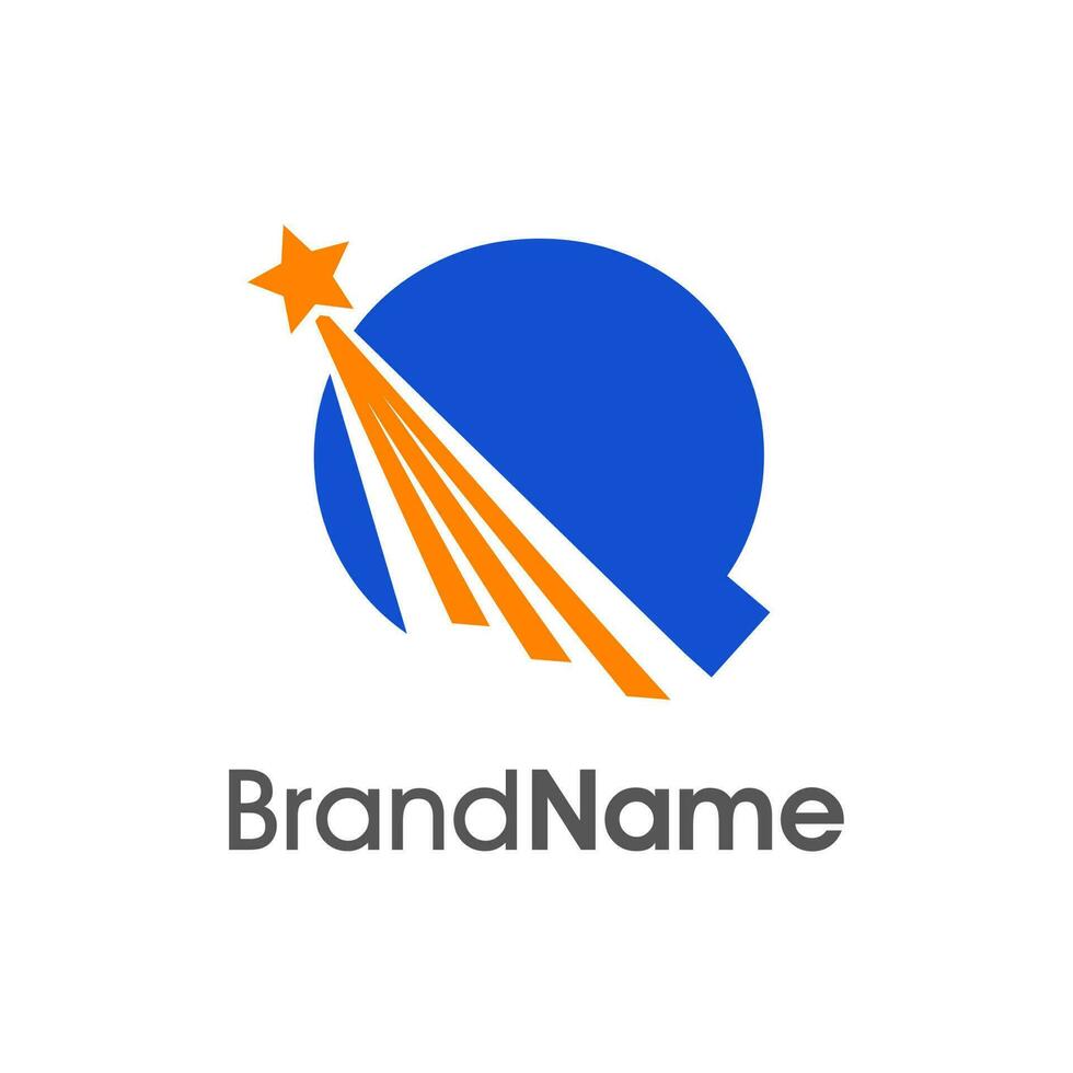 Initial Q Flying Star Logo vector