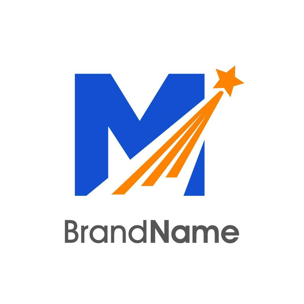 Initial M Flying Star Logo vector