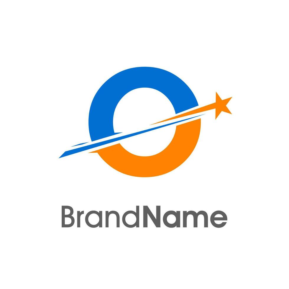 Initial O Meteor Star Logo vector