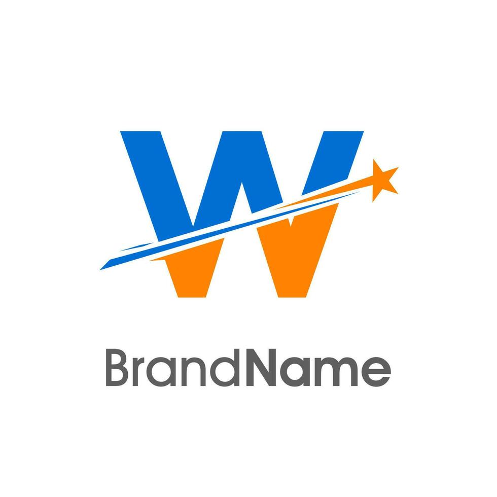 Initial W Meteor Star Logo vector