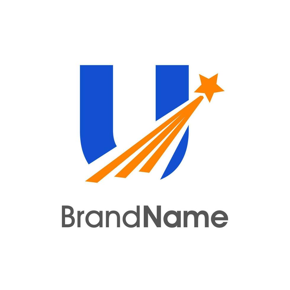 Initial U Flying Star Logo vector