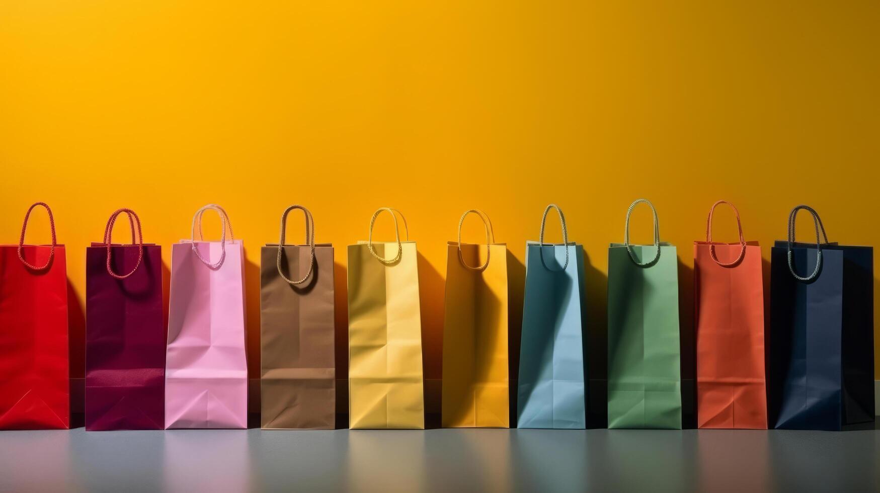 A Collection Of Brightly Colored Shopping Bags Stock Illustration