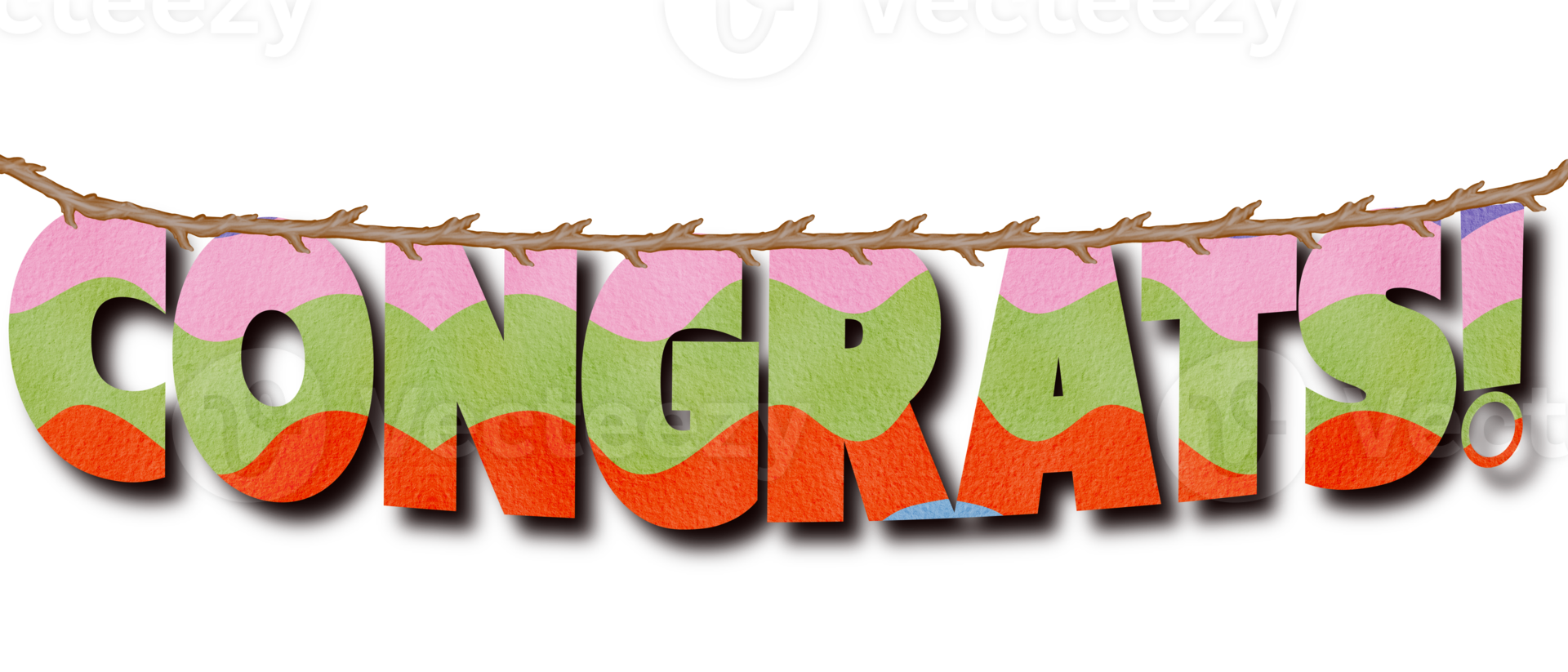 Cute, Congratulation Rainbow Decorative Holiday Flags Bunting. Orange, Purple, Pink And Green, Watercolor Illustration Isolation On Transparent png