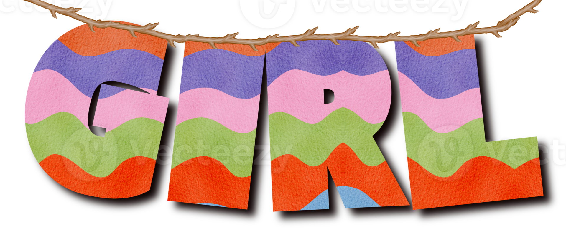 Cute, Girl Rainbow Decorative Holiday Flags Bunting. Orange, Purple, Pink And Green, Watercolor Illustration Isolation On Transparent png