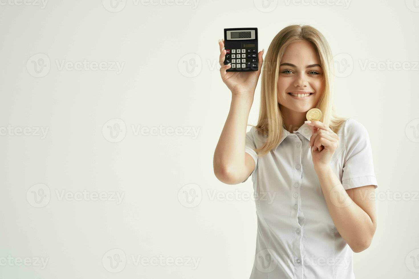 pretty woman in a white shirt with a folder in hand mining technologies photo