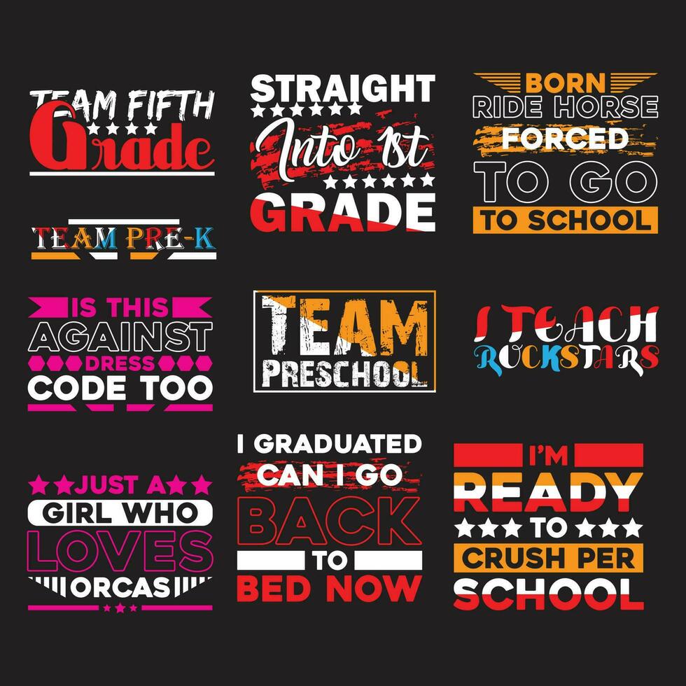 Back to school t-shirt design bundle vector