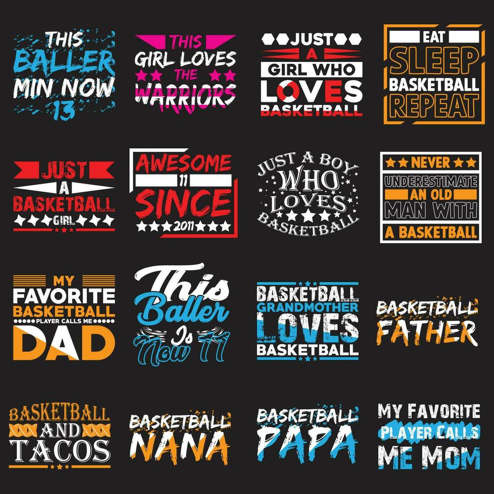 Basketball T shirt design bundle vector