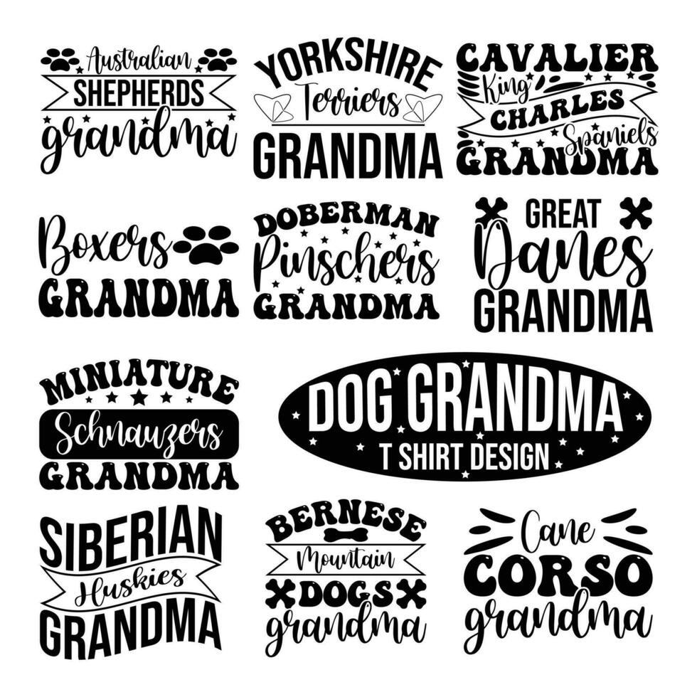 Dog grandma T shirt design bundle vector