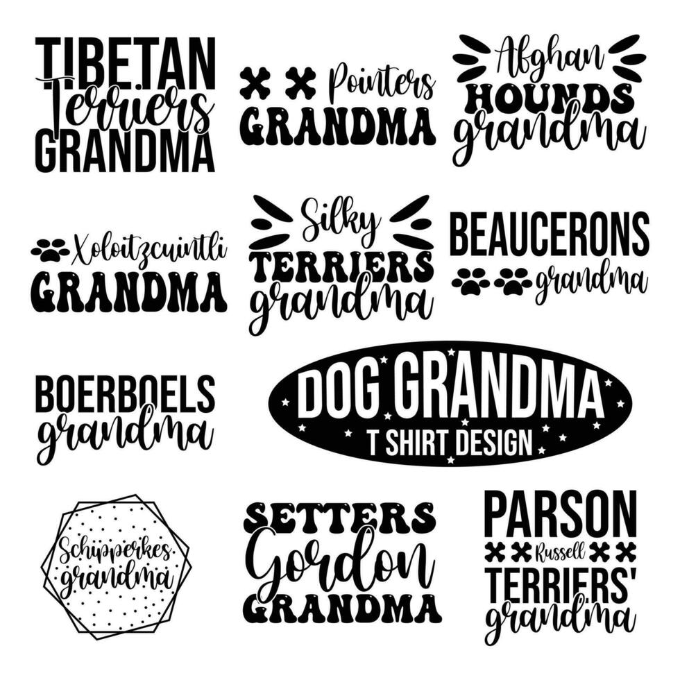 Dog grandma T shirt design bundle vector