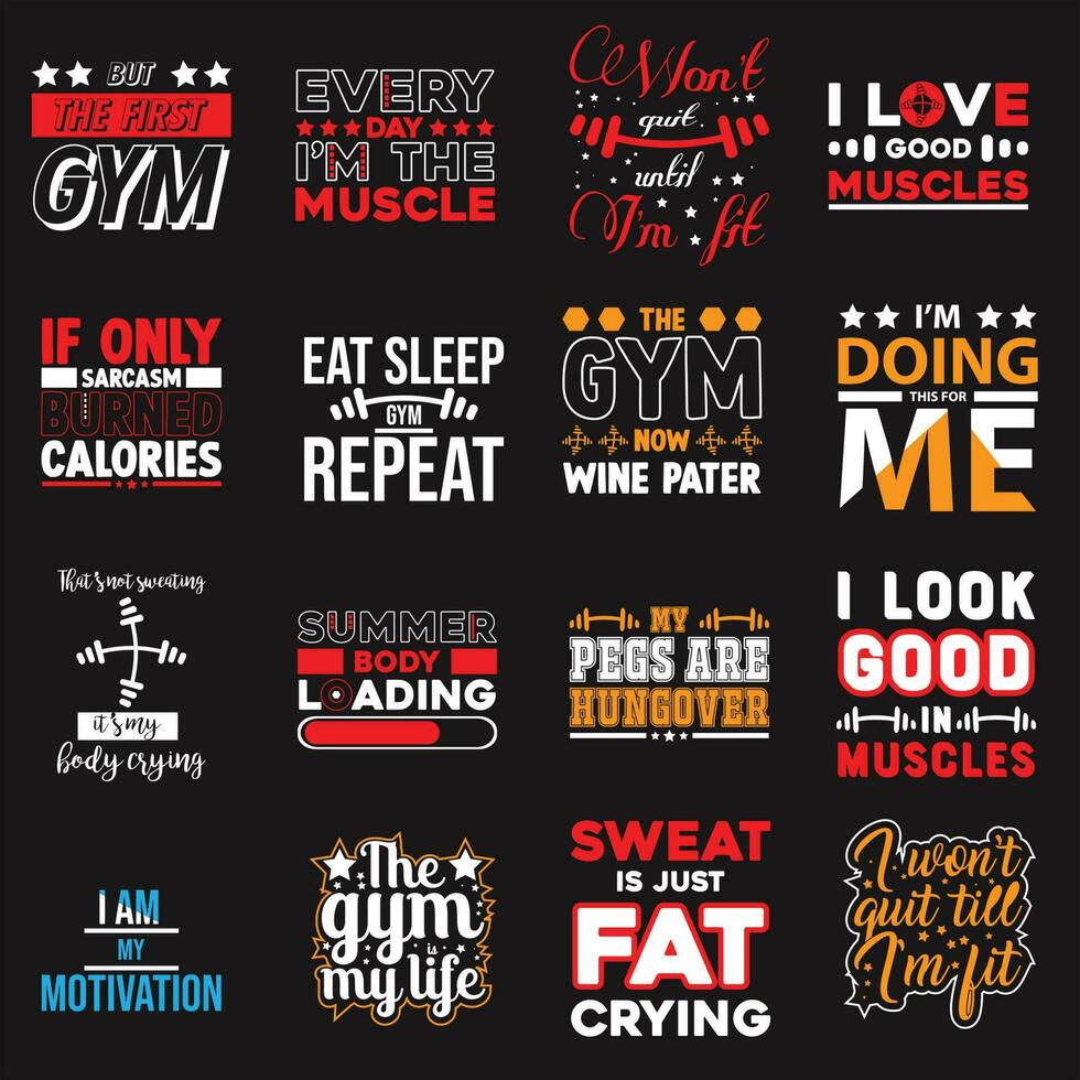 paquete de diseño de camiseta de gimnasio vector