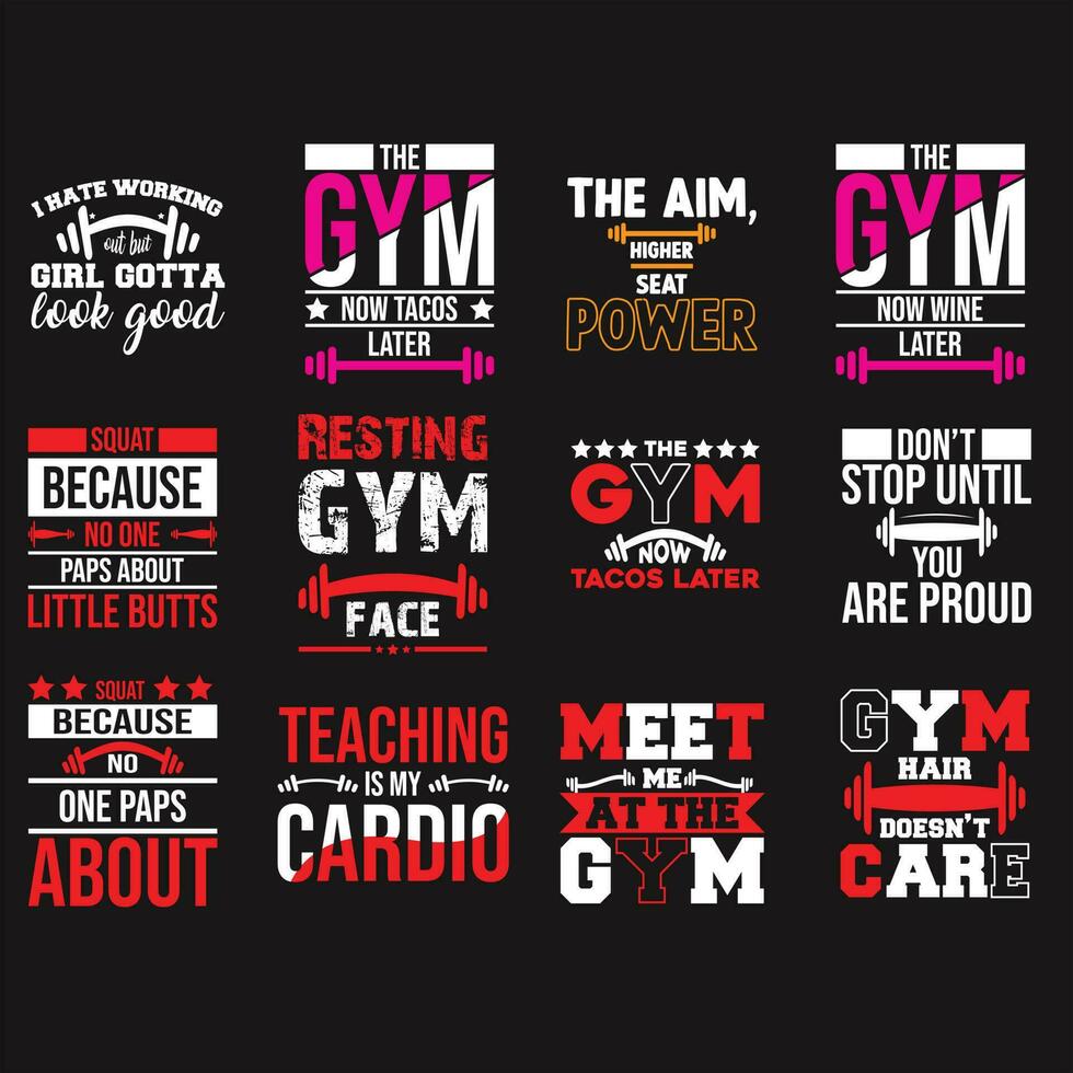 Gym t shirt design bundle vector