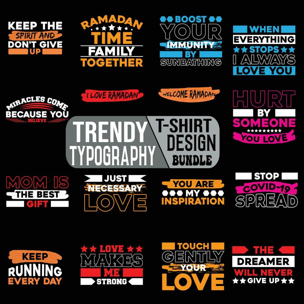 trendy typography t-shirt design bundle vector