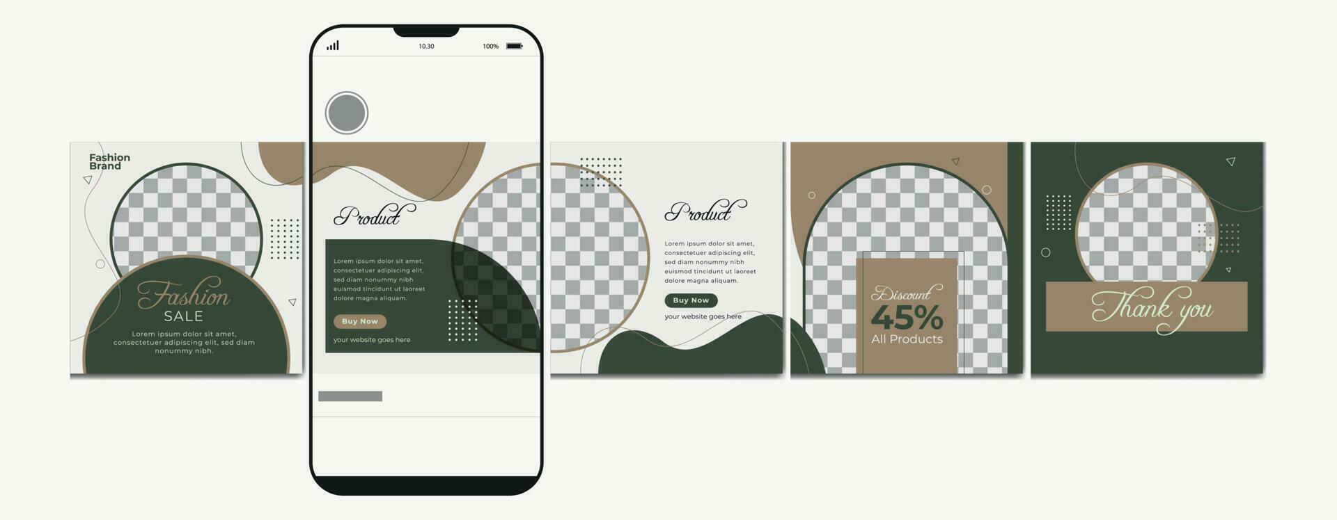 Carousel post template.Instagram microblog carousel post, Editable social media carousel post for fashion sale. vector