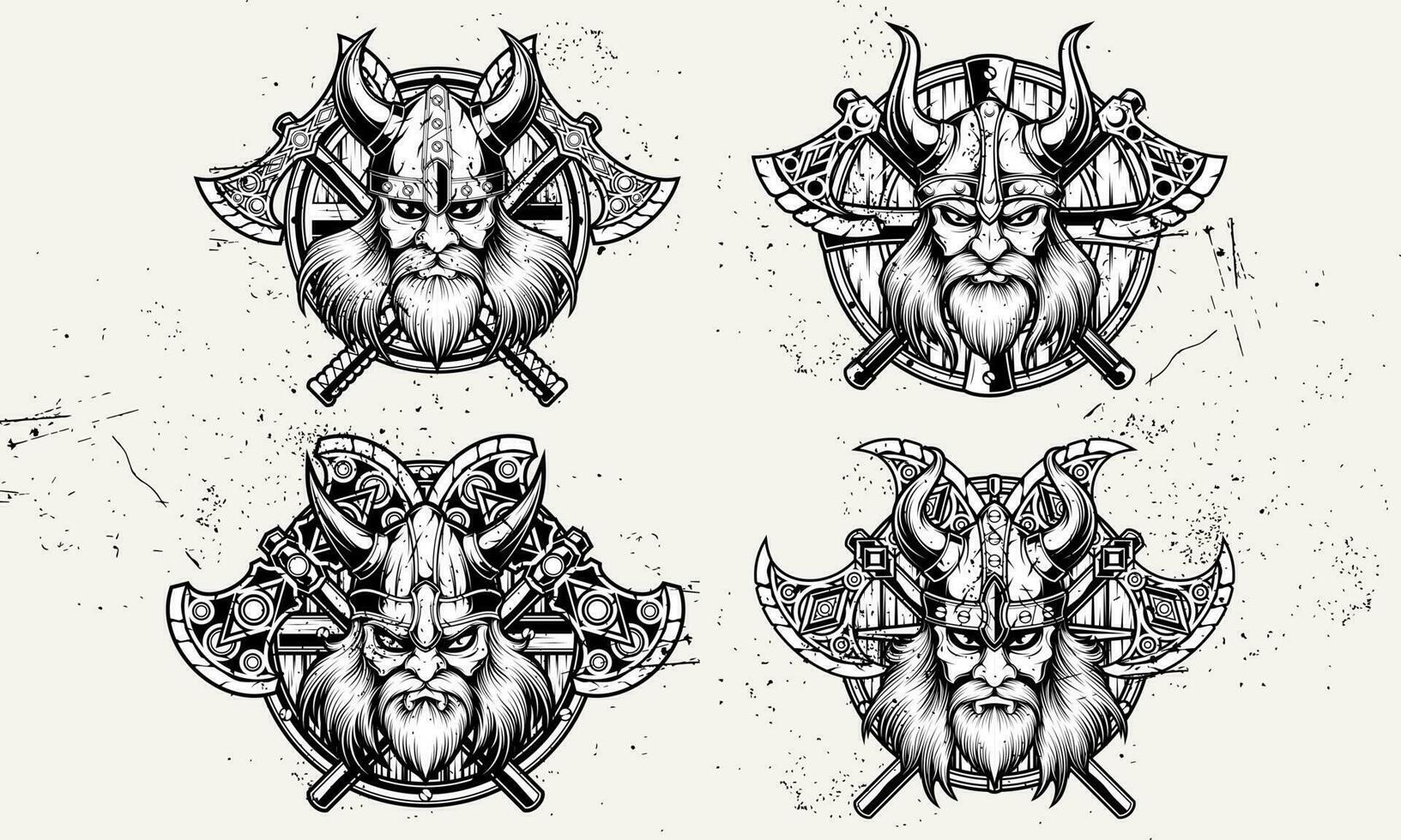 un vikingo diseño es negrita y poderoso, presentando símbolos un hachas, y escudos, evocando el espíritu de el audaz guerreros y conquistar vector