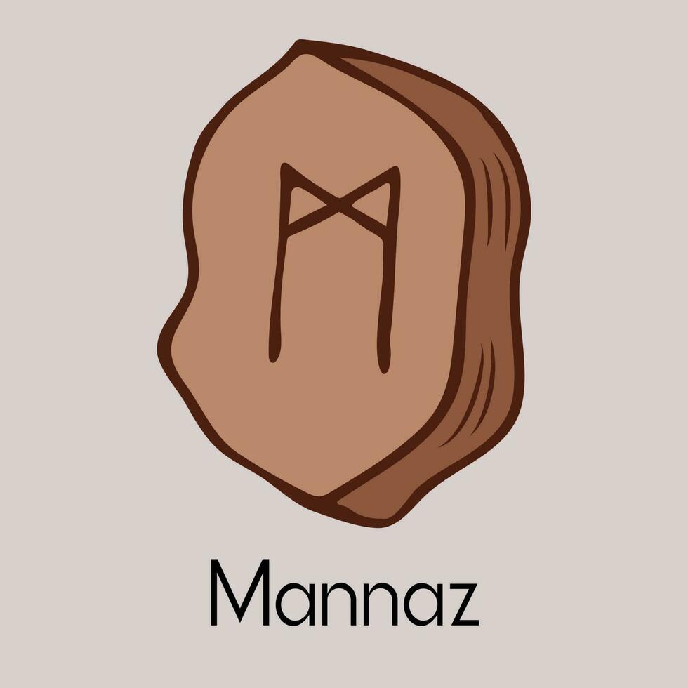 runa mannaz. antiguo escandinavo runas runas mayor futarka. magia, ceremonias, religioso simbolos predicciones y amuletos madera runas en un blanco antecedentes. vector