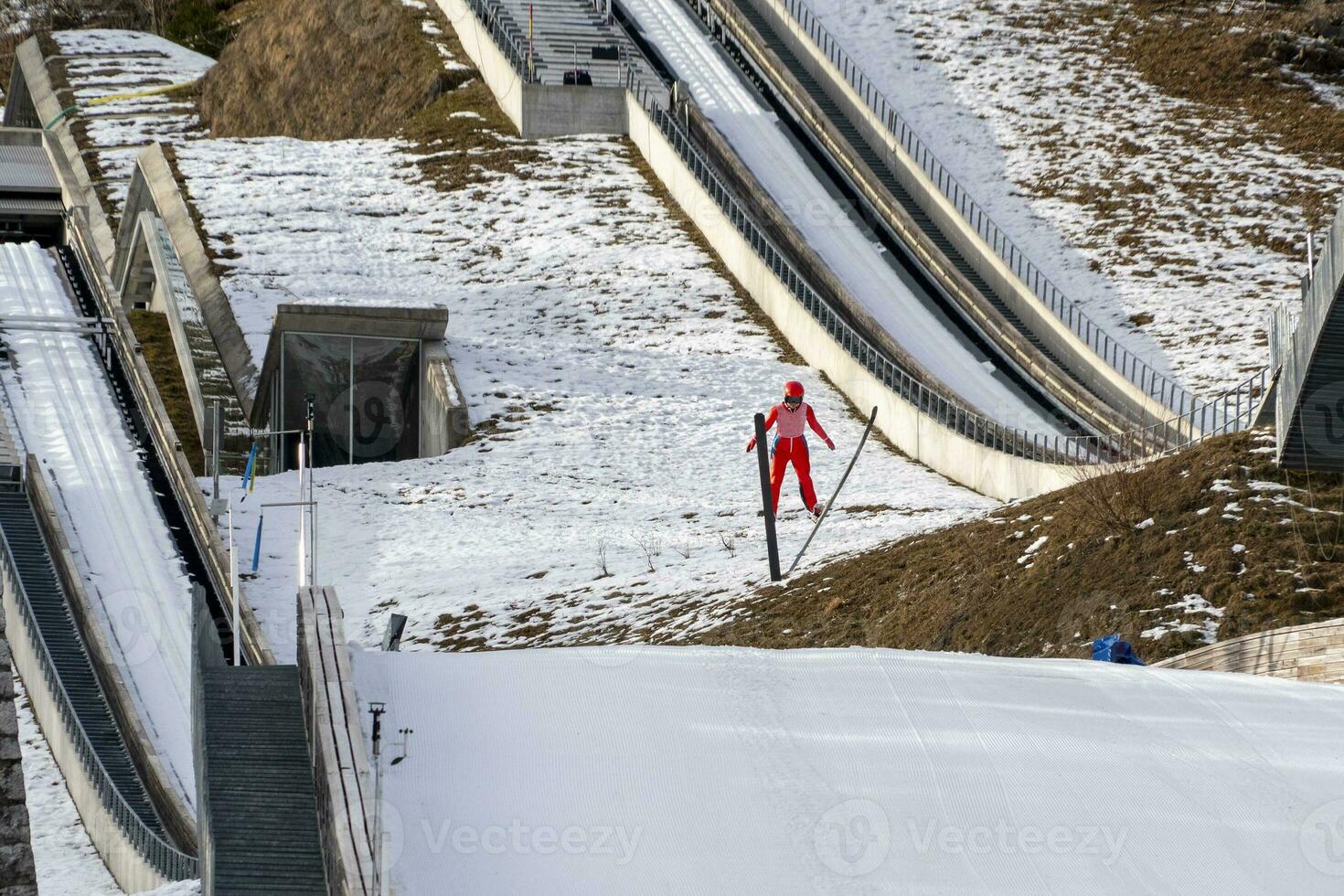 ski jumper while jumping photo
