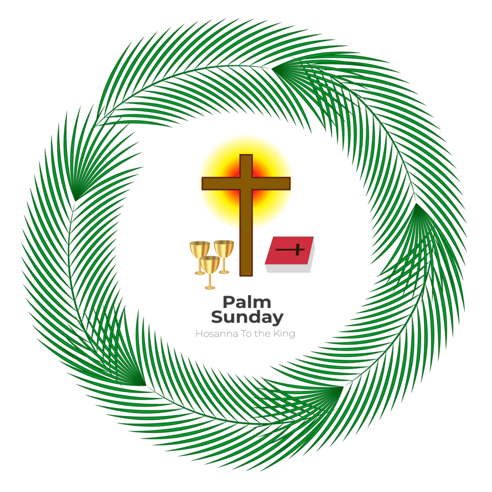 ppalm zondag ontwerp met kruis en palm blad png