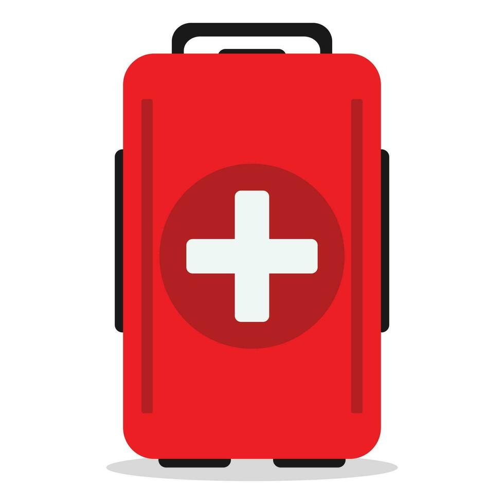 Illustration vector of first aid kit with flat design style,shadow and white background.Perfect for element graphic in poster,flyer,banner,infographic and animation at hospital and pharmacy.