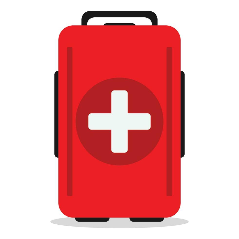 Illustration vector of first aid kit with flat design style,shadow and white background.Perfect for element graphic in poster,flyer,banner,infographic and animation at hospital and pharmacy.