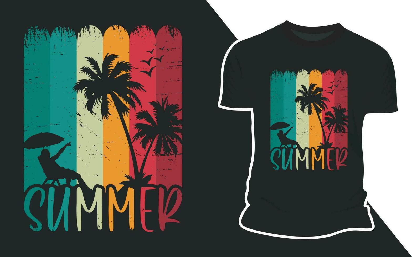 Retro Summer surfing T Shirt Vector Design