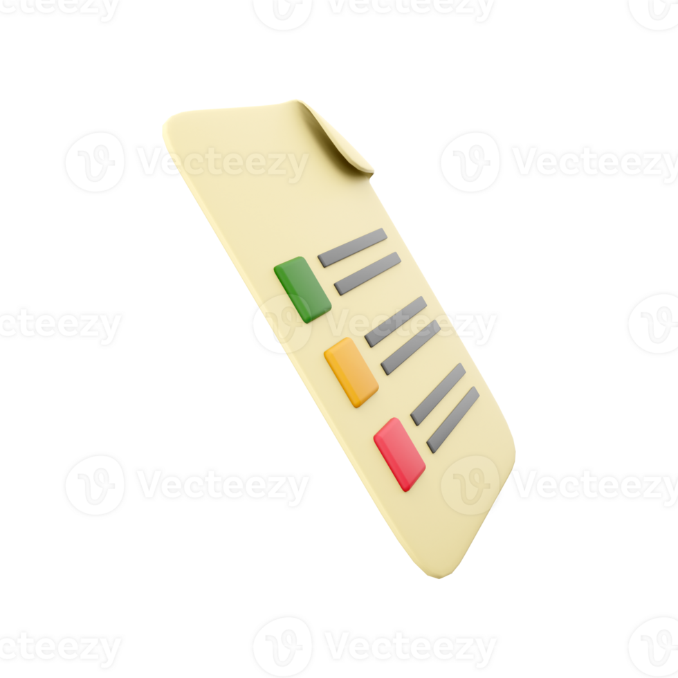 3d representación examen icono, papel con marca de verificación símbolo.3d hacer examen icono png